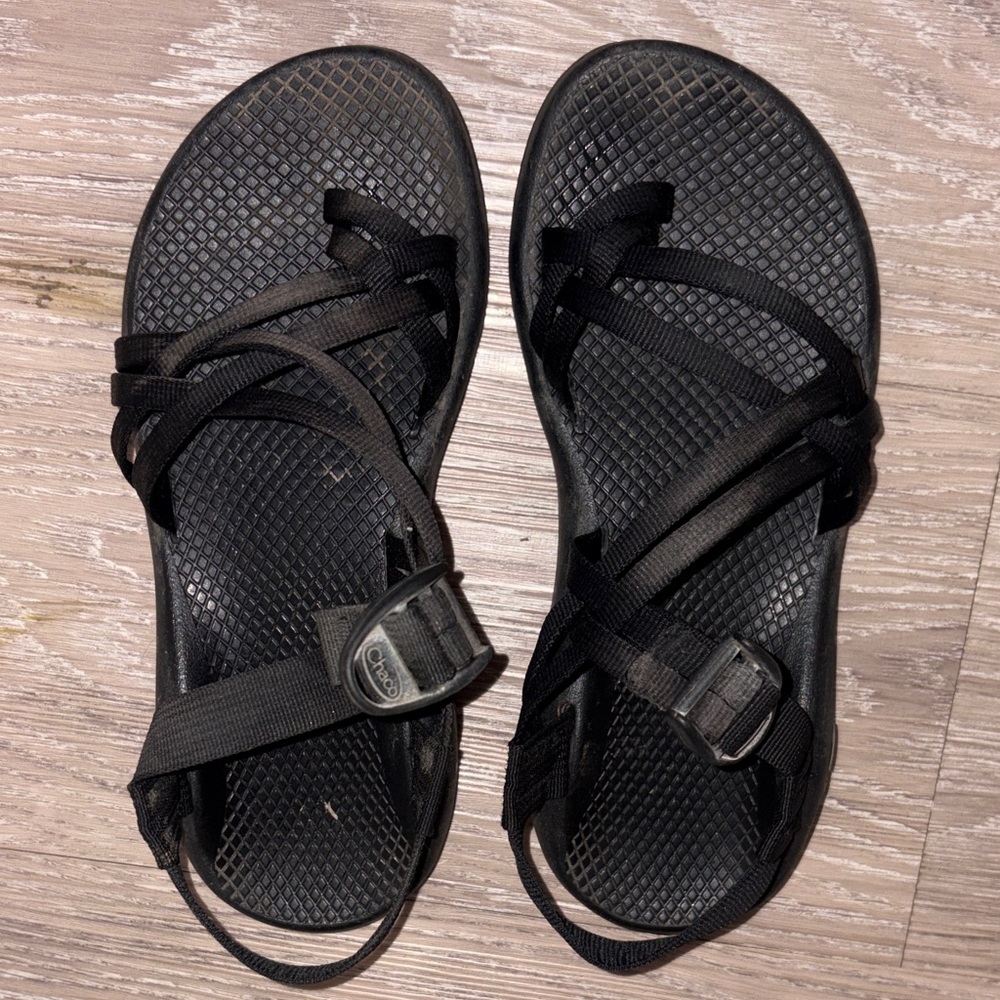 Chaco Black Double Strap Toe Loop Sandals - image 1